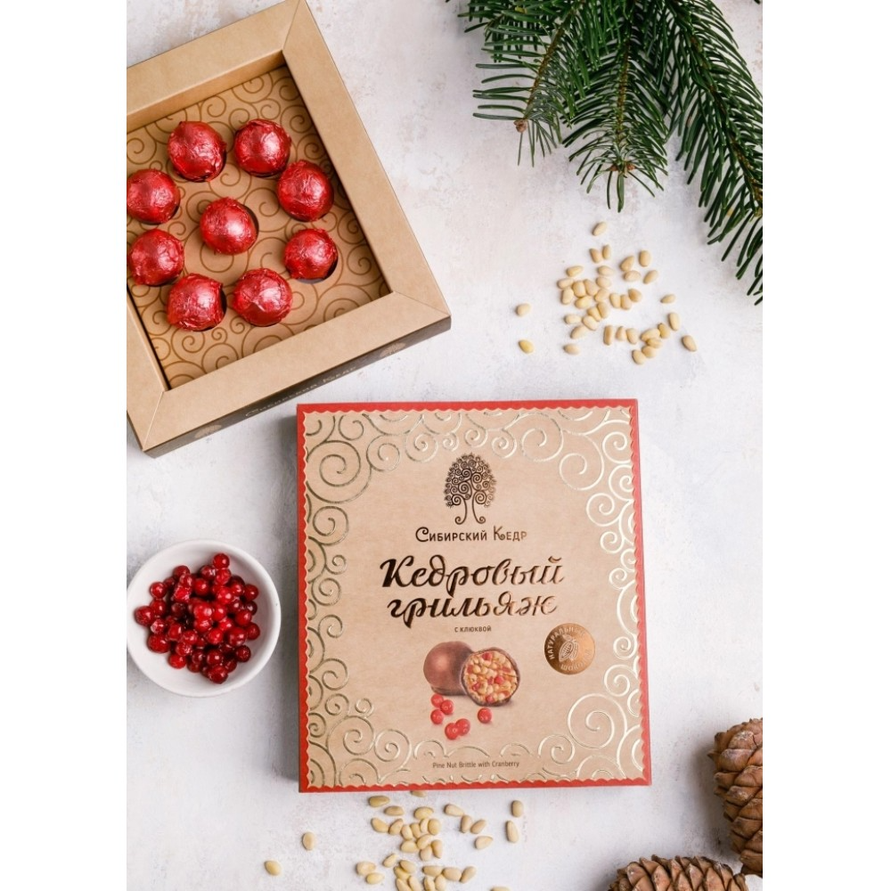 Конфеты "Кедровый грильяж" 120 гр., с клюквой