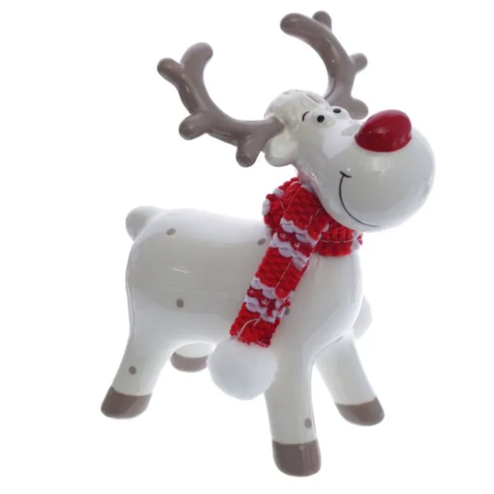 Фигурка "Олень",  9.5x13x14.5 см, белый, красный