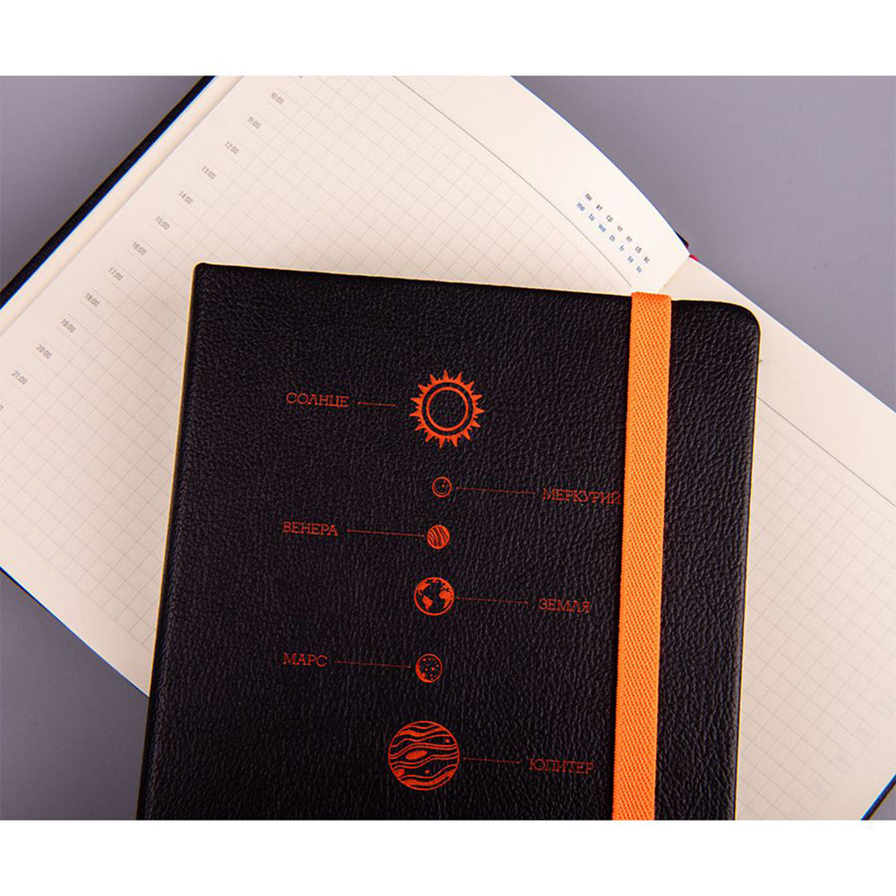 Ежедневник недатированный "Ray", A5, 272 страницы, черный, оранжевый - 4