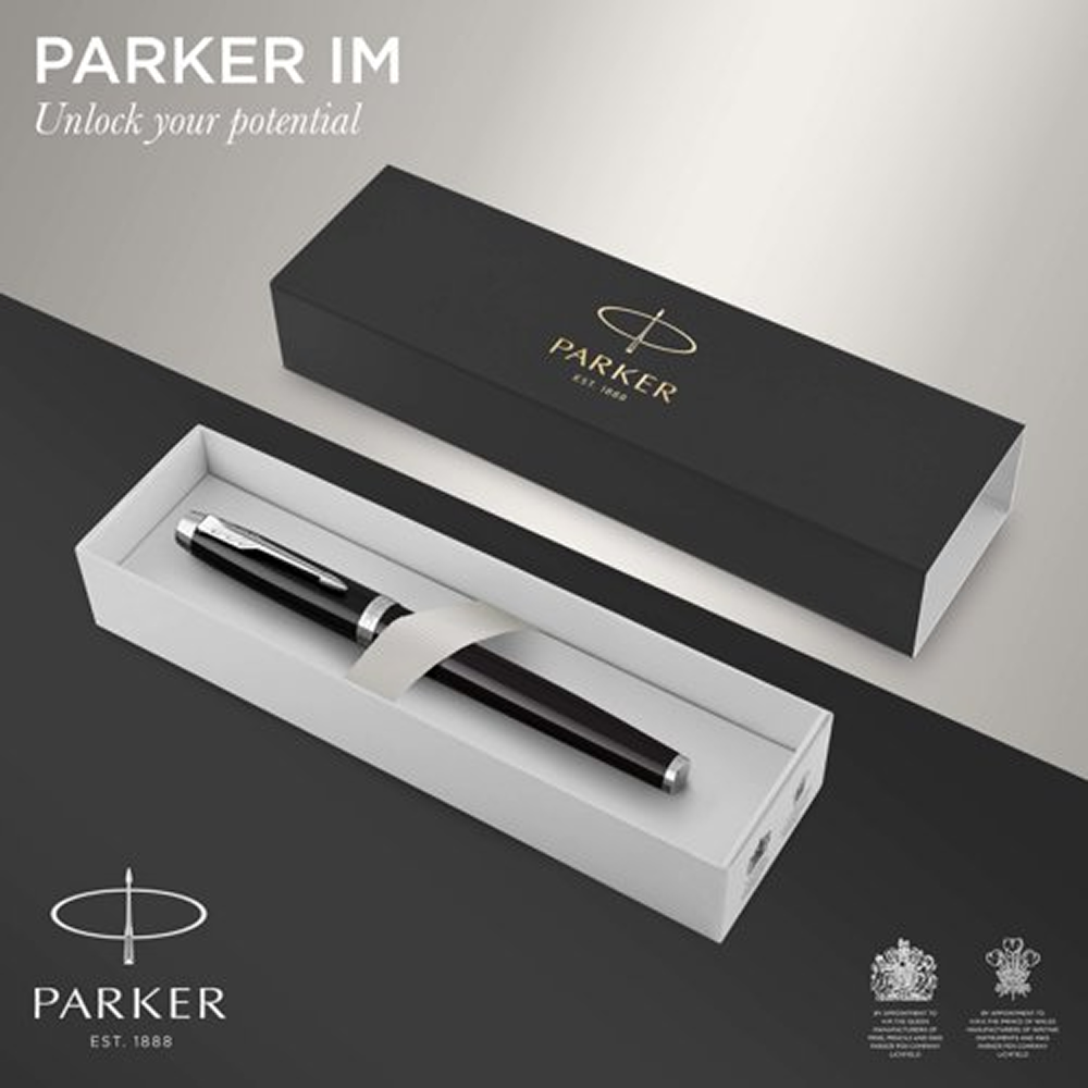 Ручка перьевая Parker "IM Black Lacquer CT", M, металлическая, подарочная упаковка, черный, патрон черный - 10