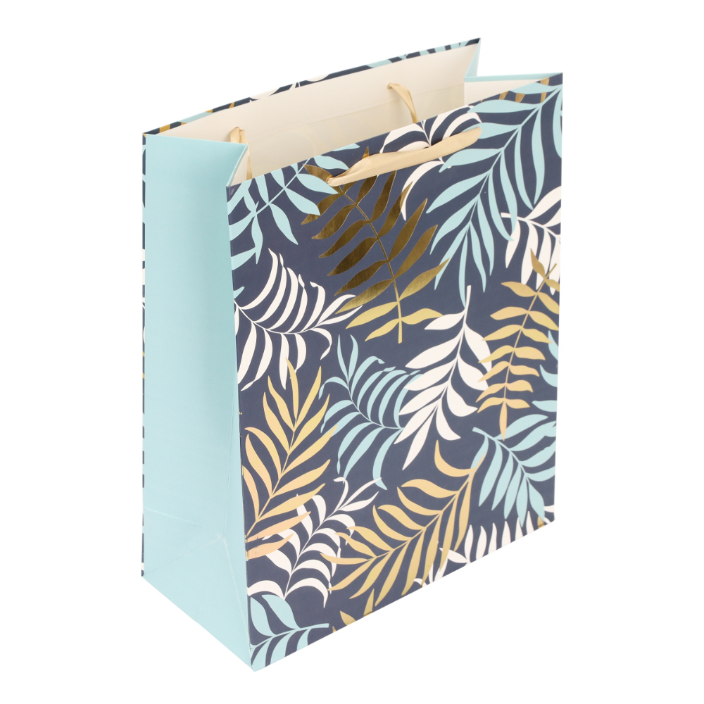 Пакет бумажный подарочный "Листья", 26x32x12 см, ассорти