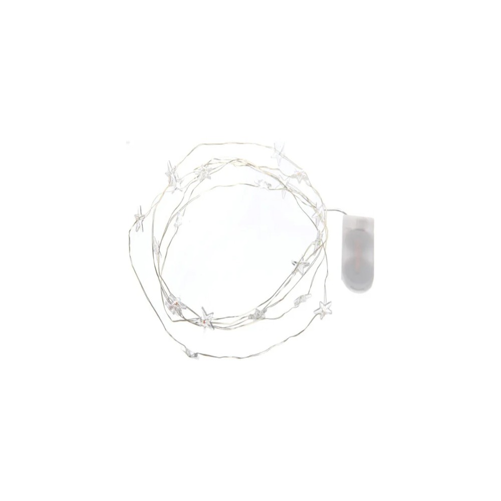 Гирлянда LED "Звездочка" 2 м, на батарейках, 20 LED, прозрачный провод, теплый белый