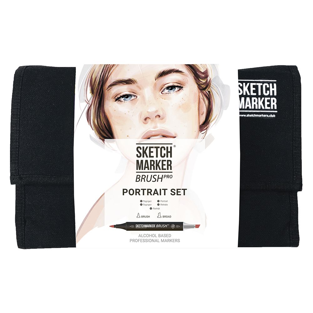Набор маркеров перманентных двусторонних "Sketchmarker Brush Pro Portrait Set", 24 шт.