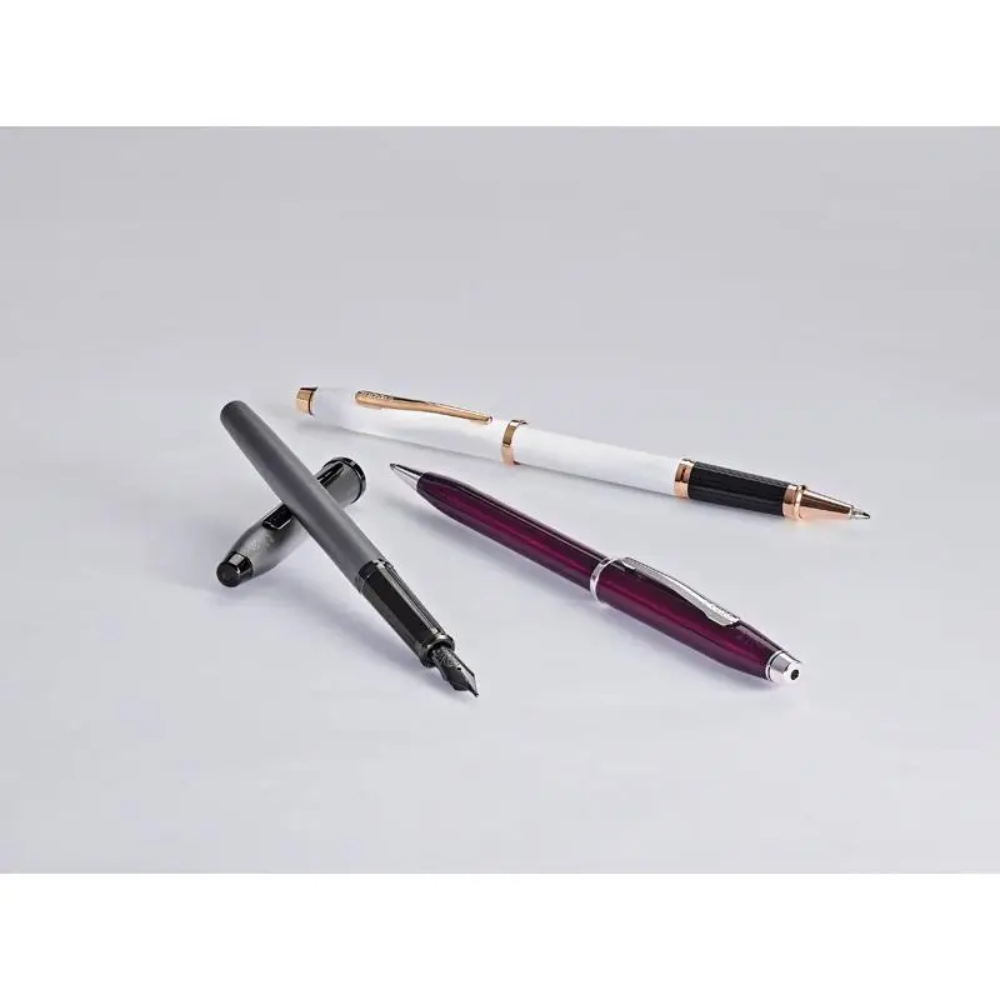 Ручка-роллер "Cross Century II Translucent Plum Lacquer", 0.7 мм, бордовый, серебристый, стерж. черный
