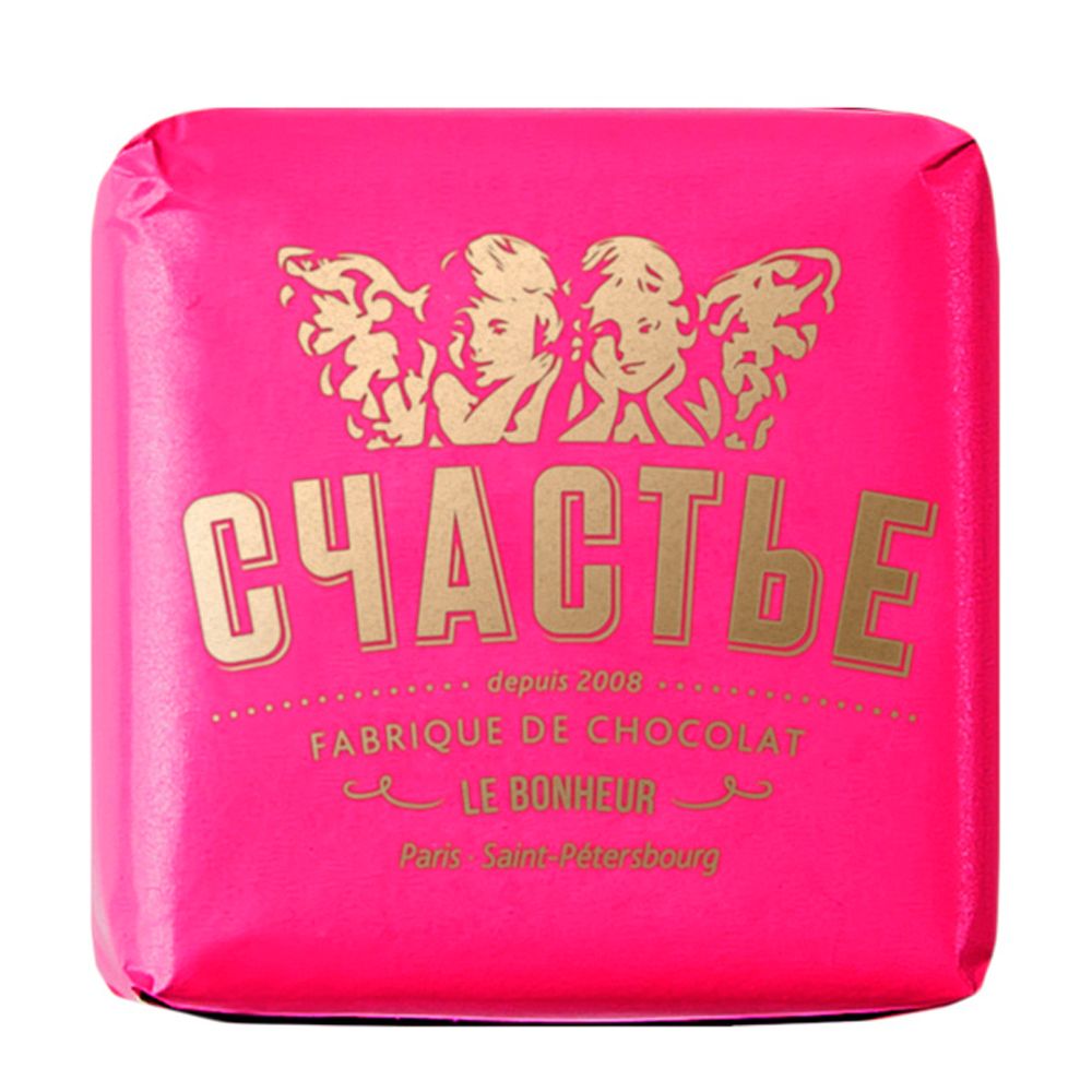 Конфеты "Счастье" пралине в горьком шоколаде с вишней и миндальным печеньем, 50 г