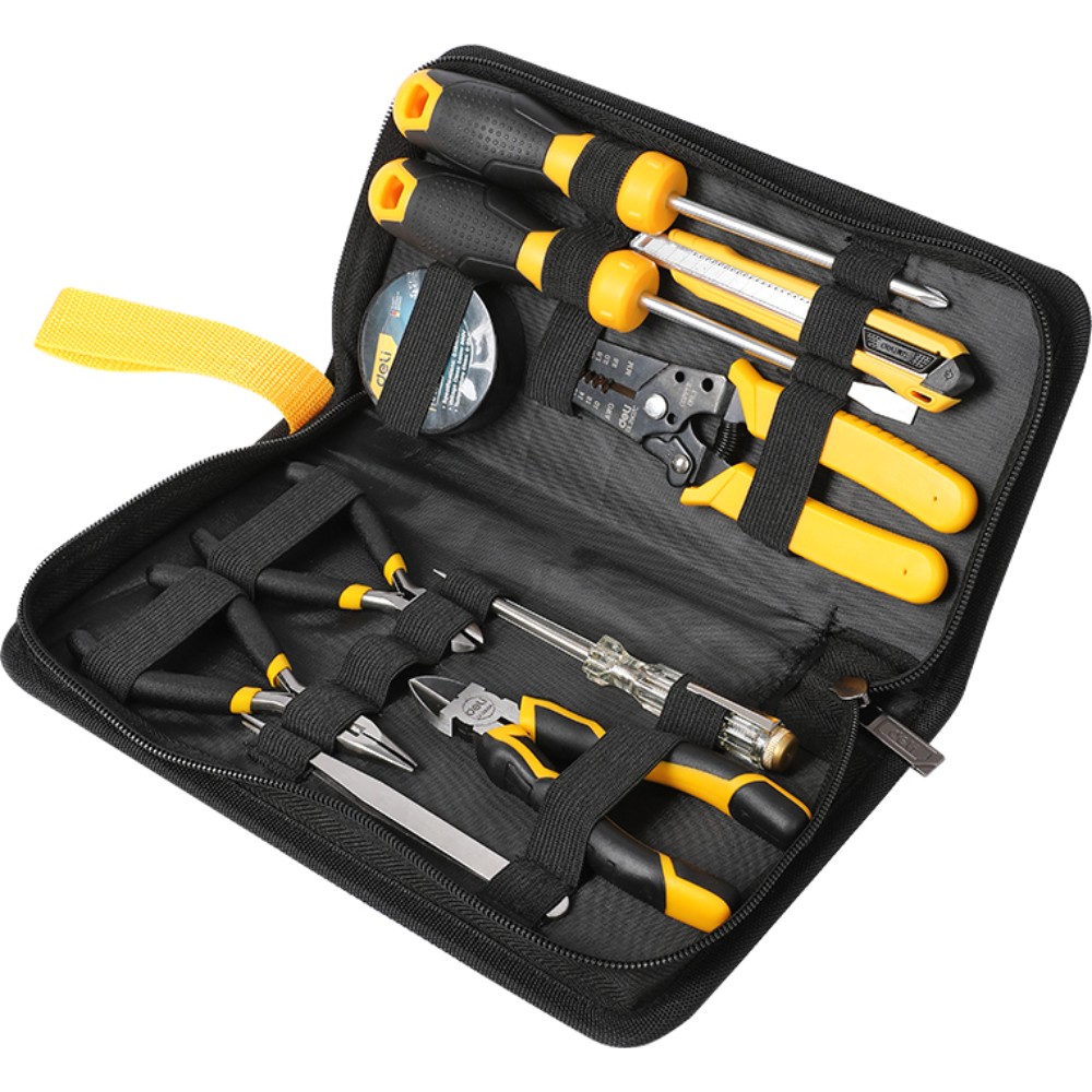 Набор ручного инструмента Deli YS EDL-C1011E, 11 предметов, сумка, черный, желтый