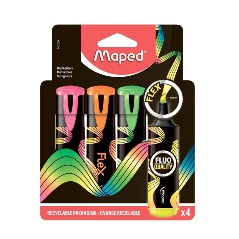 Набор текстовых маркеров Maped "Fluo Flex", 4 шт, ассорти