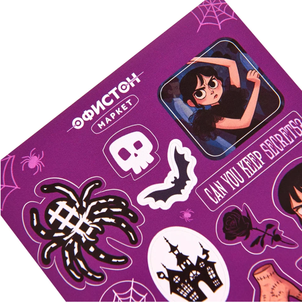 Набор сувенирный «Футболка оверсайз «Wednesday», унисекс, черный, M-L + Стикерпак «Wednesday», А6» - 8 Набор сувенирный «Футболка оверсайз «Wednesday», унисекс, черный, M-L + Стикерпак «Wednesday», А6» - 8