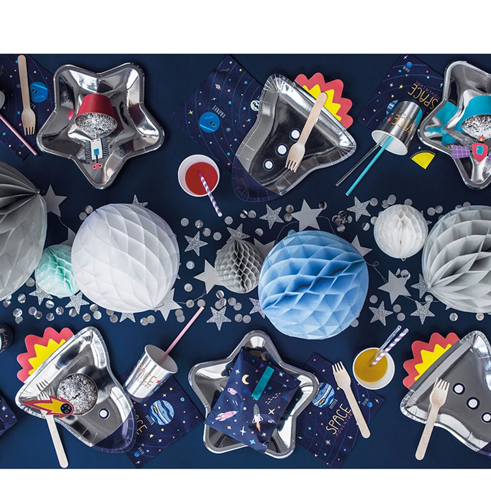 Тарелка бумажная "Star", 23 см, 6 шт, серебристый - 3