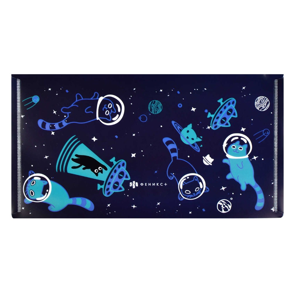 Папка конверт на кнопке "Коты в космосе" синий, 26*14 см - 4