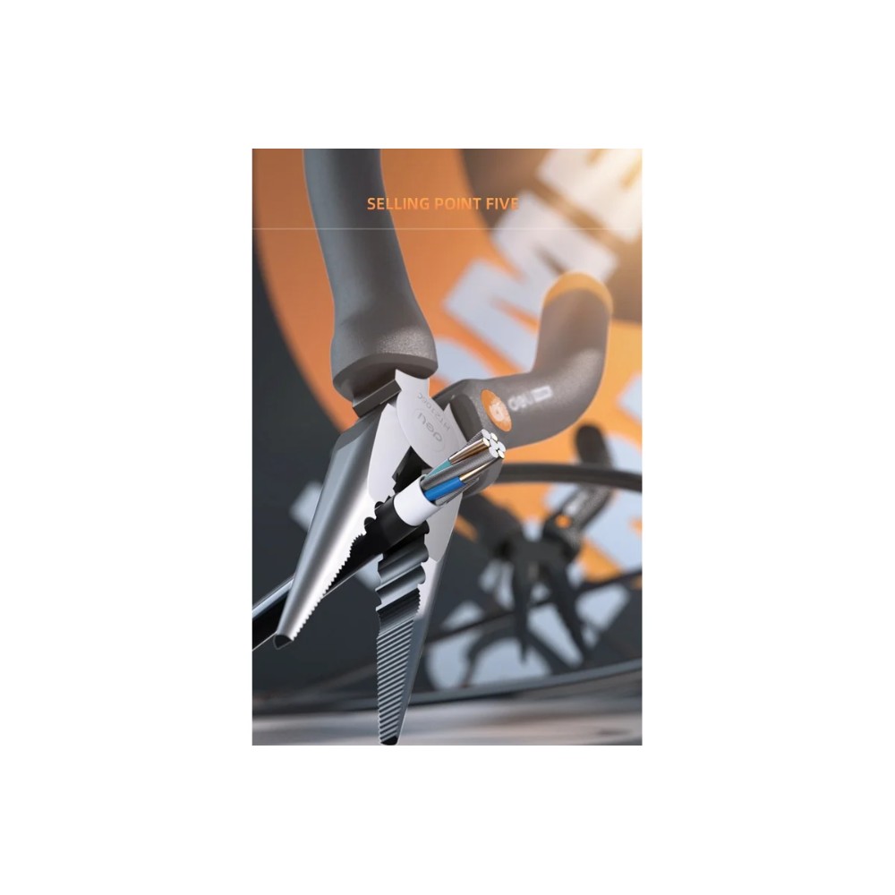 Длинногубцы Deli HS HT2106C, 160 мм, Soft Touch, оранжевый - 5