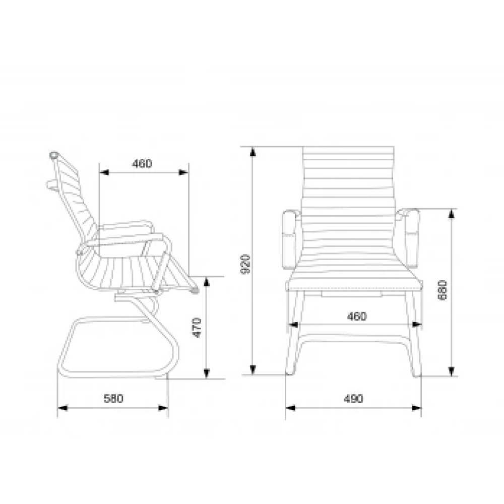 Кресло на полозьях "Бюрократ CH-883-LOW-V", экокожа, черный, металл хром - 9