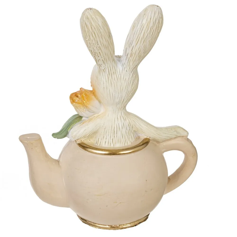 Фигурка "Заяц в чайнике", 8 x 5 x 10 см, бежевый - 3