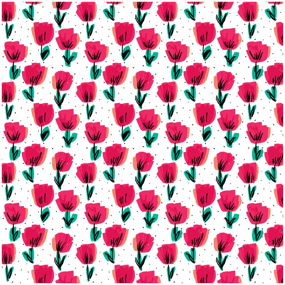 Бумага декоративная в рулоне "Red tulips", 1x0.7 м, 90 г/м2, разноцветный