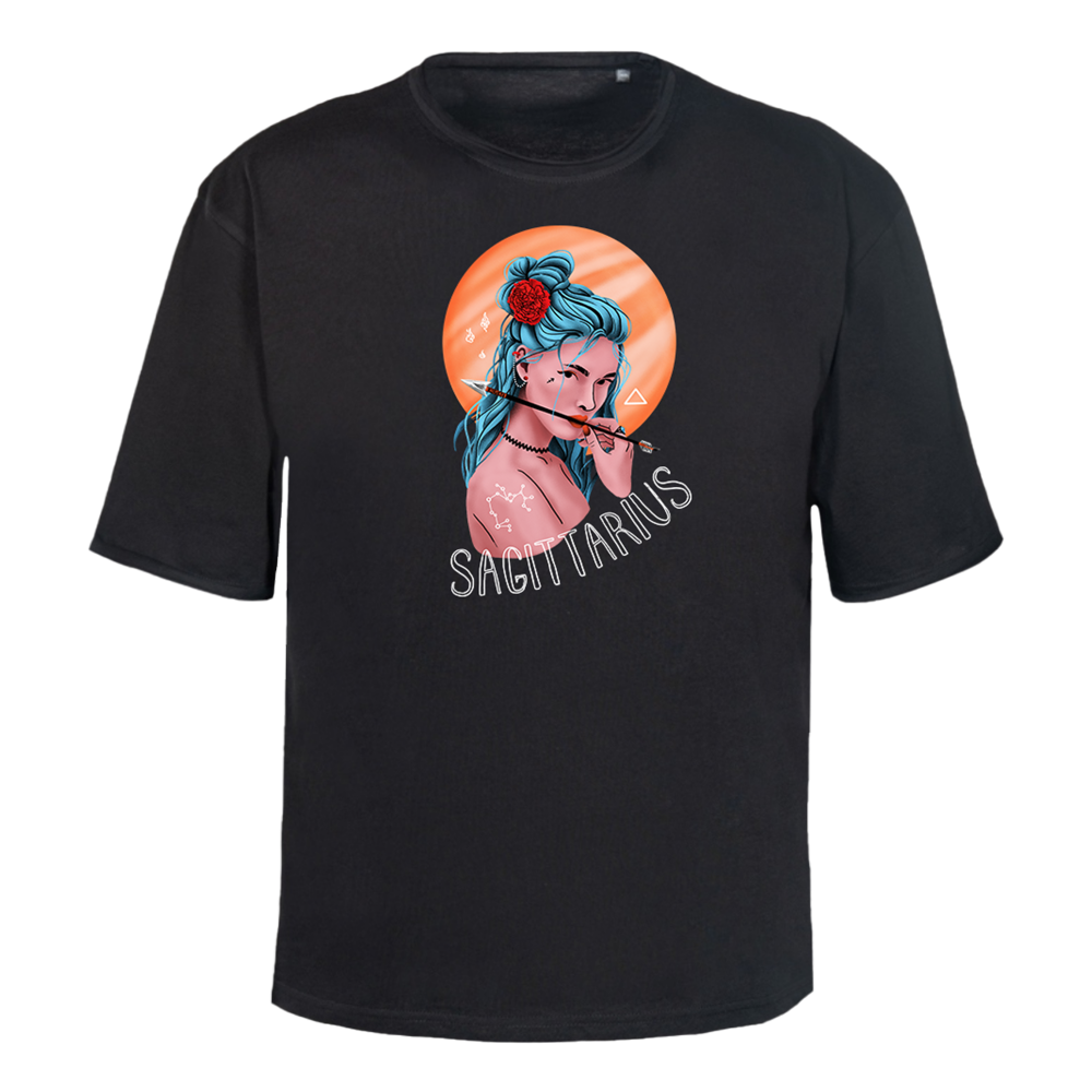 Футболка унисекс "Стрелец", черный, M-L