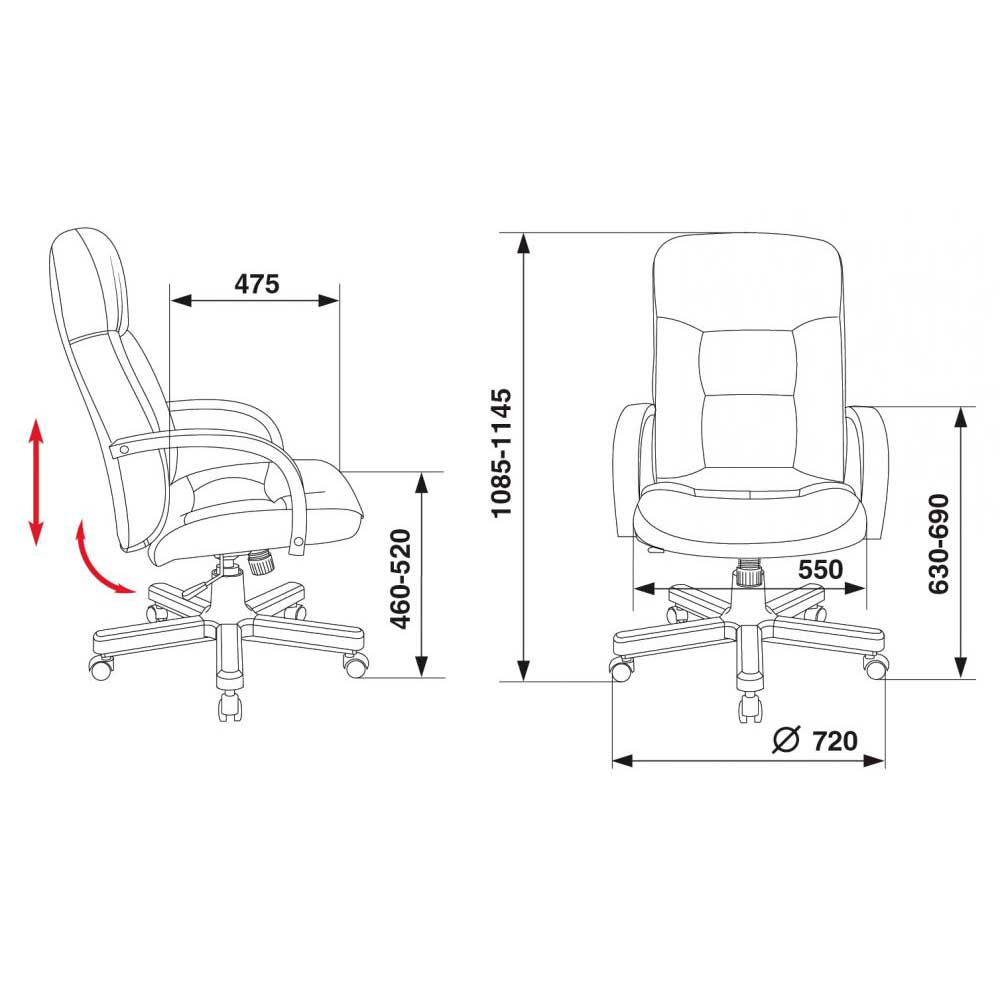 Кресло для руководителя Бюрократ "T-9908/WALNUT", металл, кожа, черный - 7