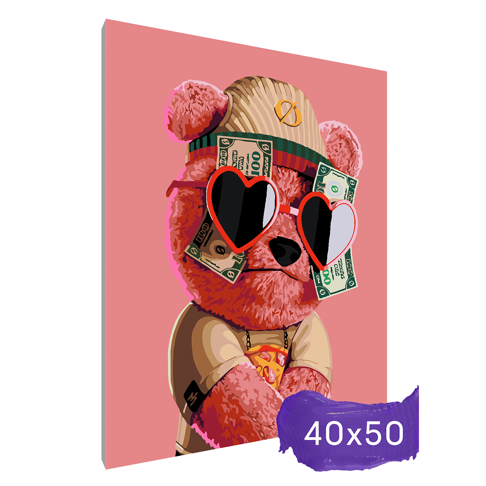 Картина по номерам "Мишка Тедди с долларами"