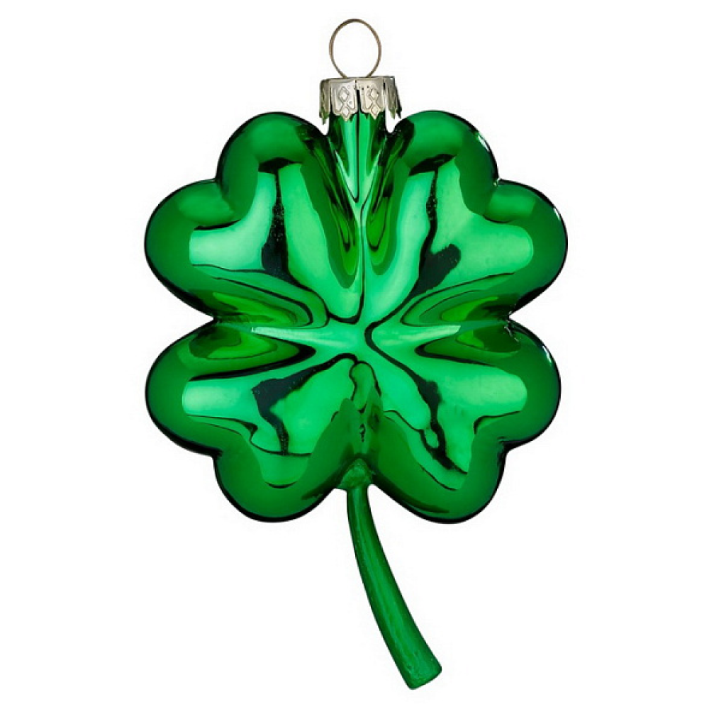 Украшение елочное "Клевер", 11 см, стекло, зеленый