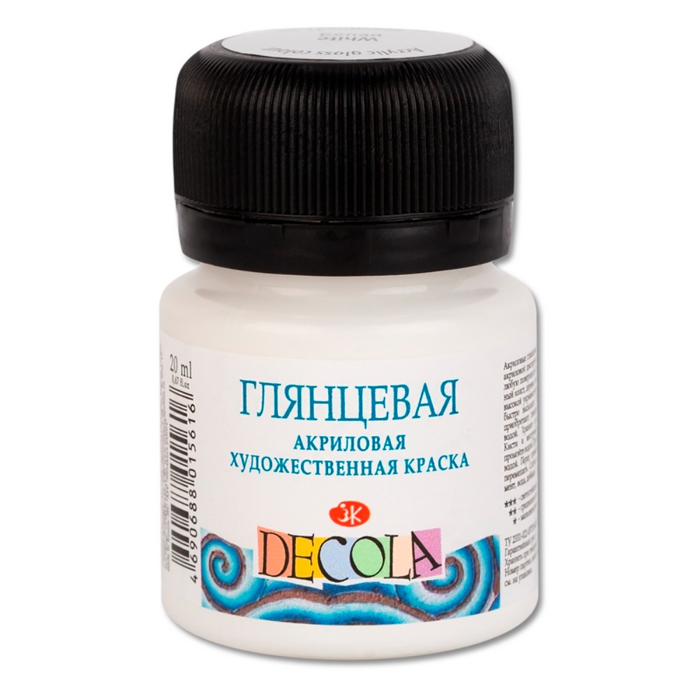 Краска акриловая глянцевая "Декола", 104 белая, 20 мл., банка