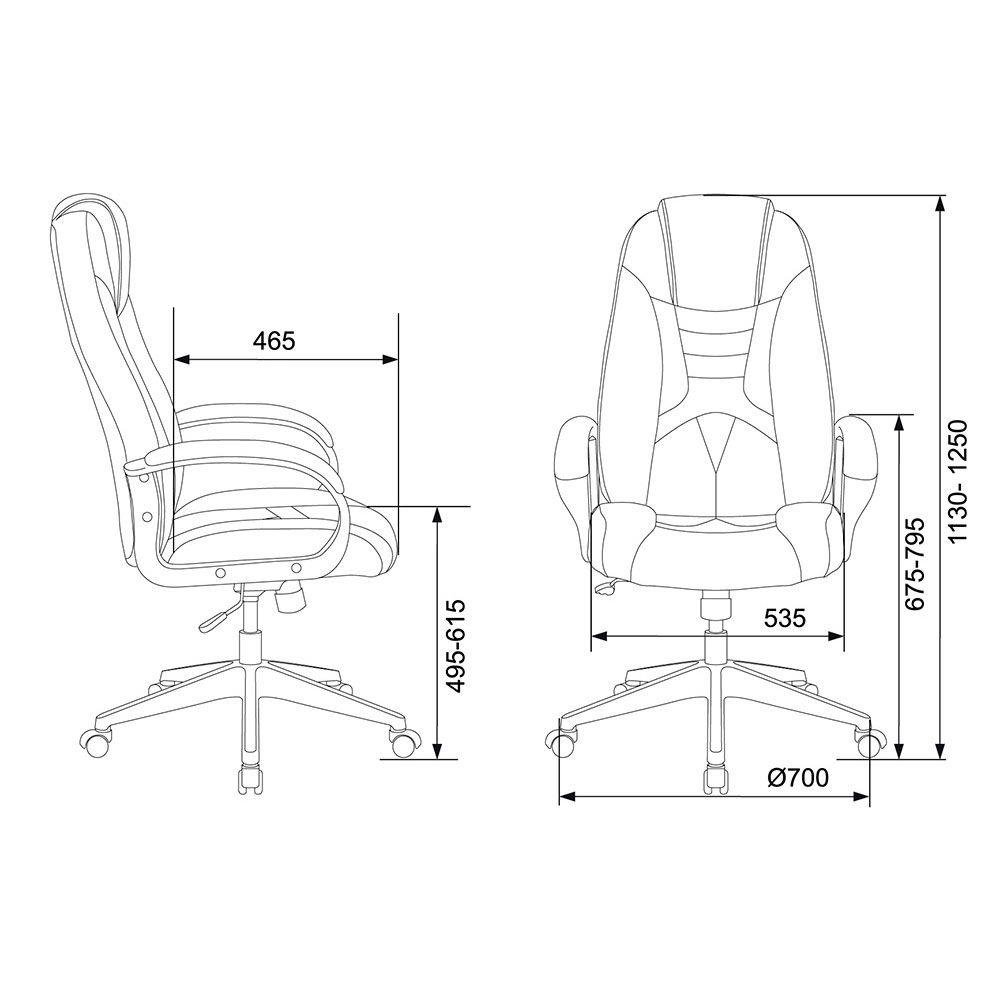 Кресло игровое Бюрократ "Zombie 8", экокожа, пластик, черный - 6