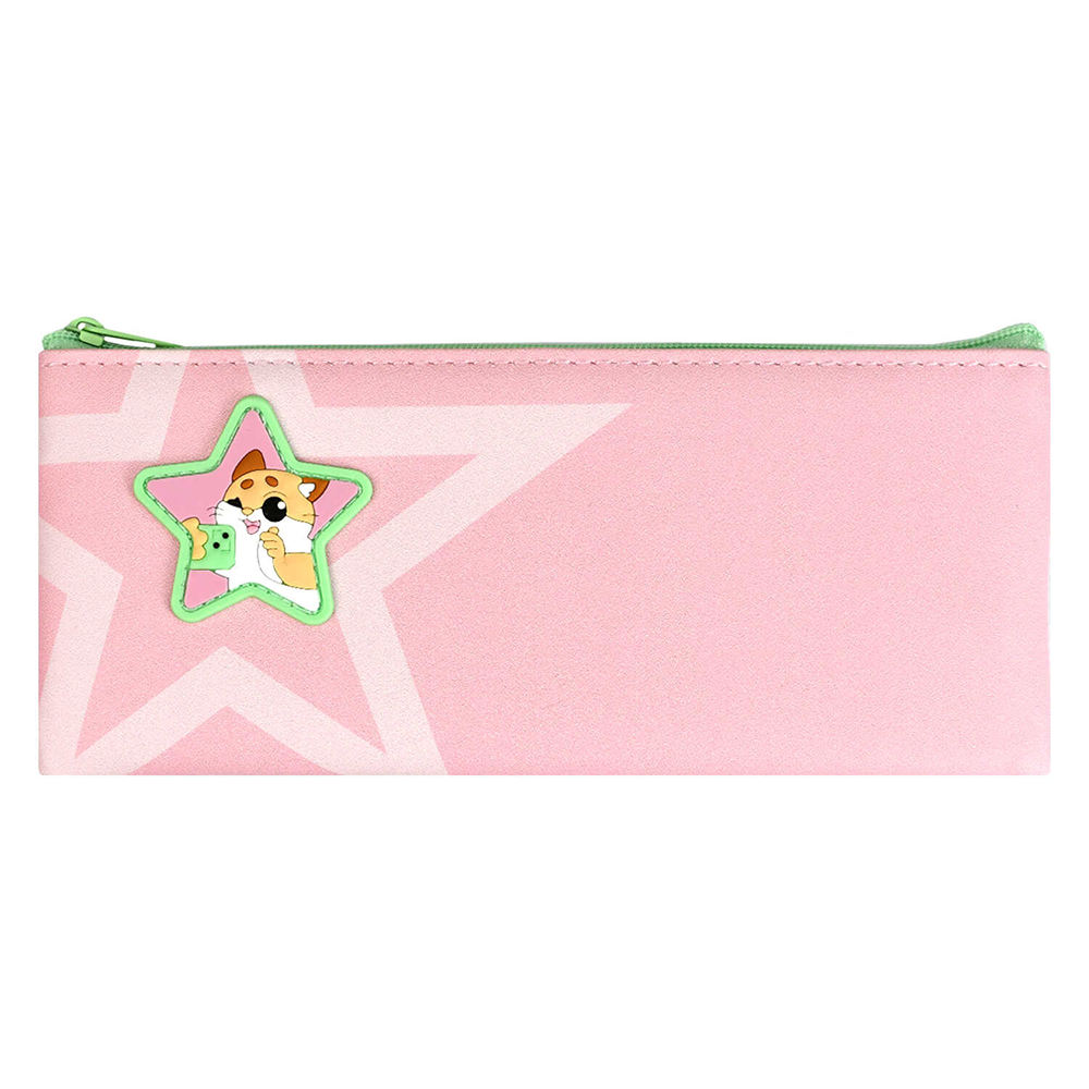 Пенал "Котик с телефоном-2", 1 отделение, розовый