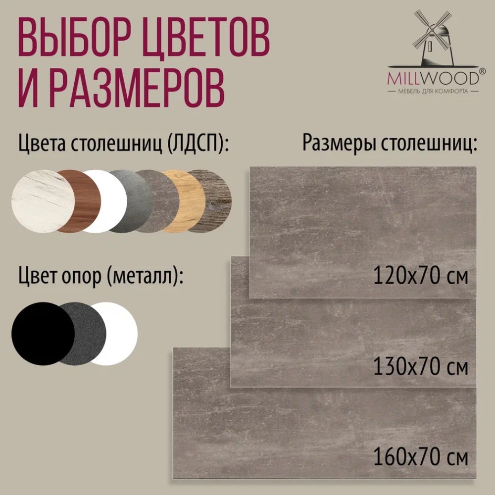 Стол письменный Millwood Лофт Сиэтл (ДТ-5), 1300х700 мм, бетон, белый - 8