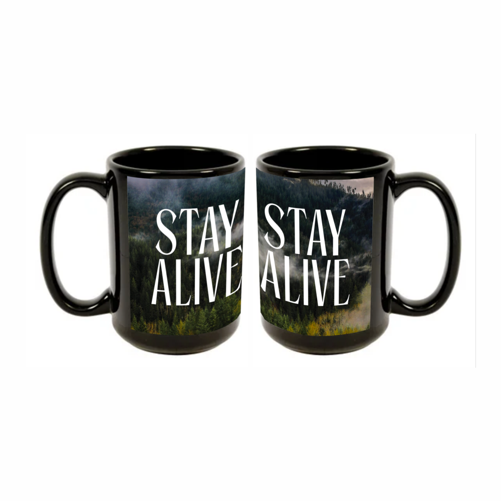 Кружка керамическая "Stay alive", 480 мл, черная