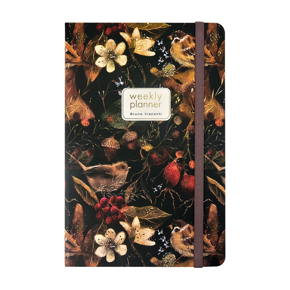 Еженедельник недатированный  "Fauna. Воробей", А5, 144 страницы, линейка, черный