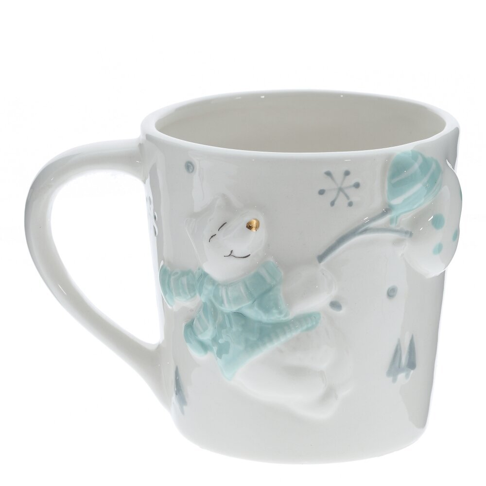 Кружка керамическая "Белый медведь", 400 мл, белый, голубой