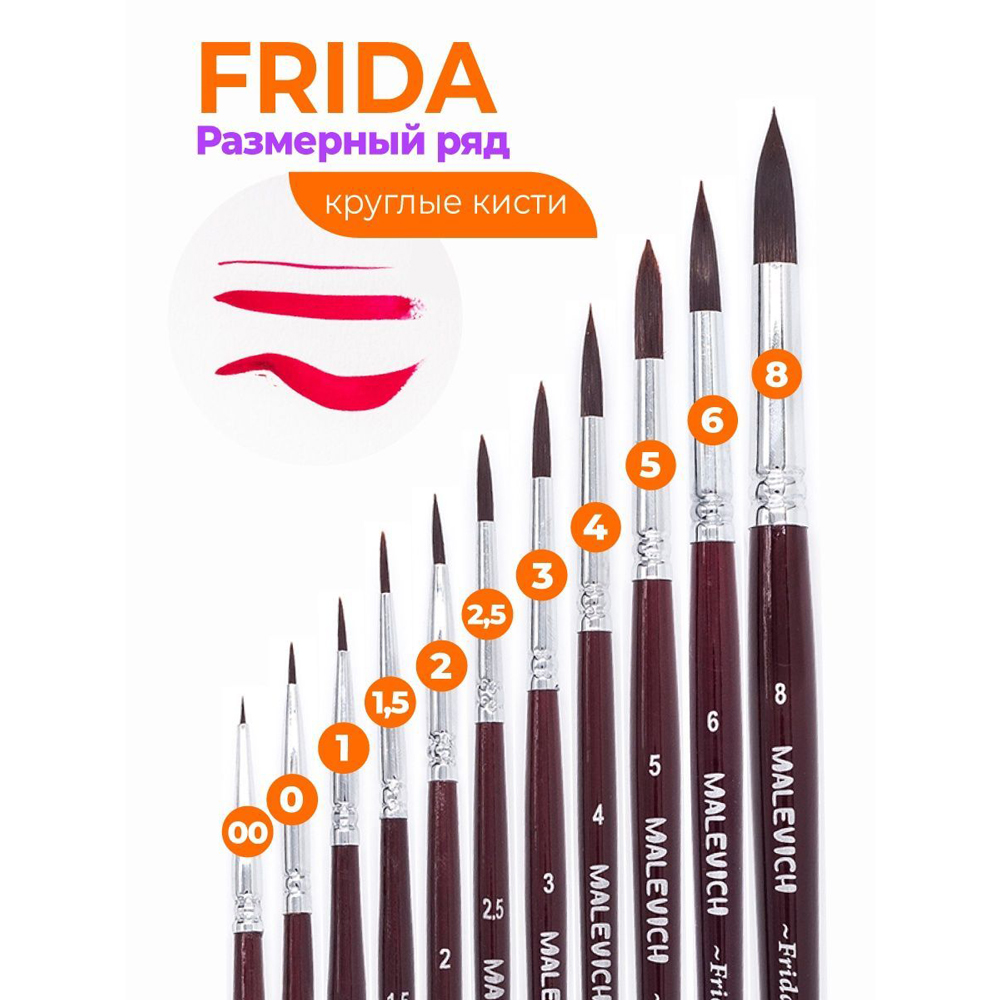 Кисть для рисования "Frida", синтетика, круглая, №0 - 3
