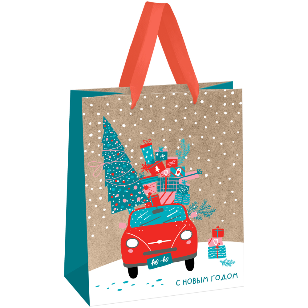Пакет подарочный "New year", 18х23х10 см, крафт