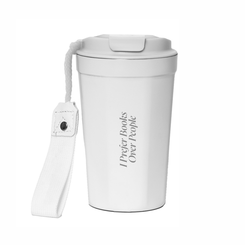 Кружка термическая "I prefer books over people", металл, 400 мл, белый
