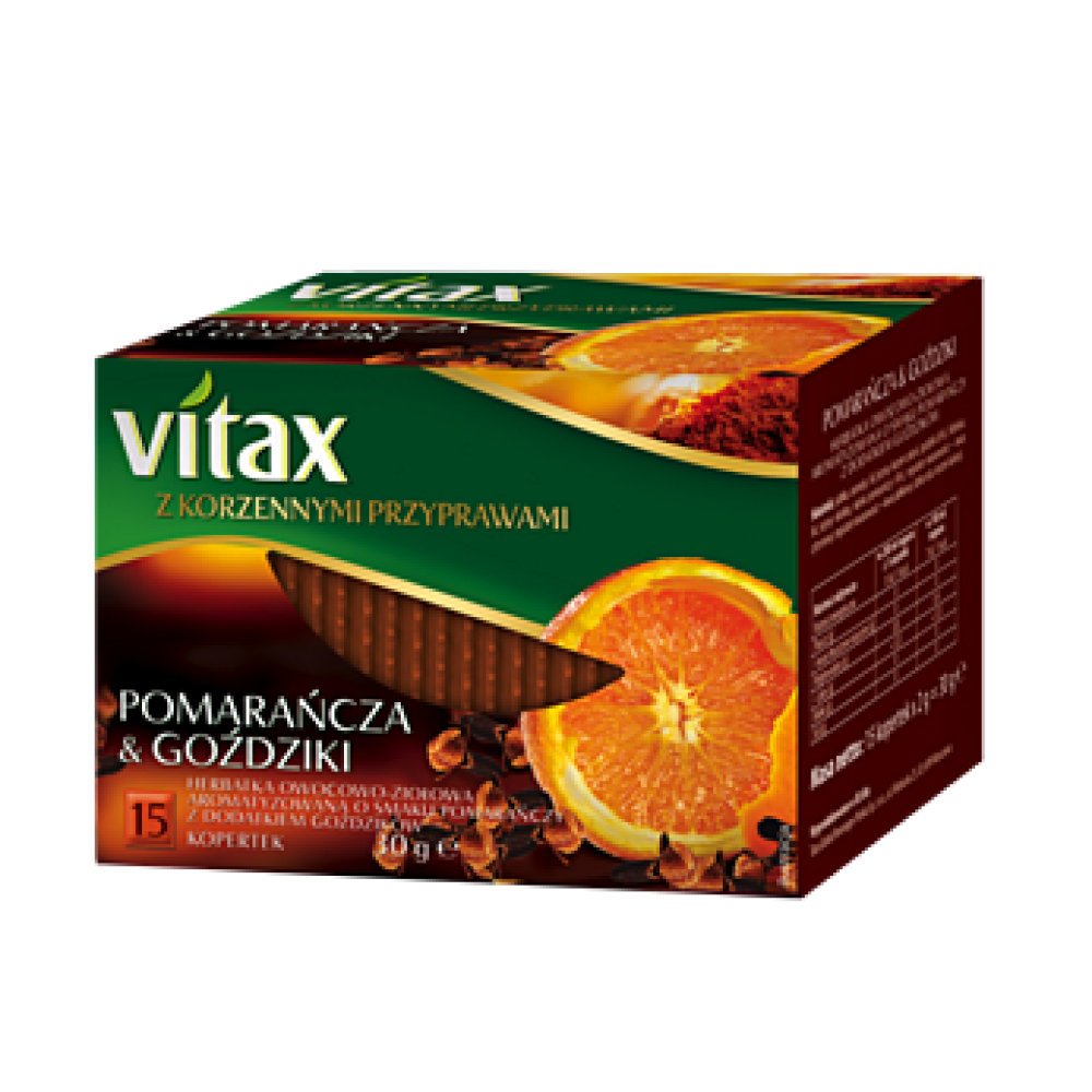 Чай "Vitax", 15 пакетиков x2 г, фруктовый, со вкусом апельсина и гвоздики