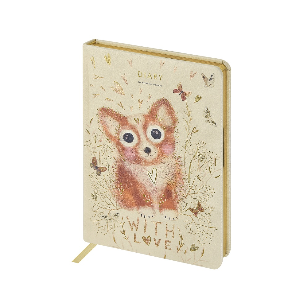 Ежедневник недатированный "Love me. Щеночек", А5, 240 страниц, молочный - 2