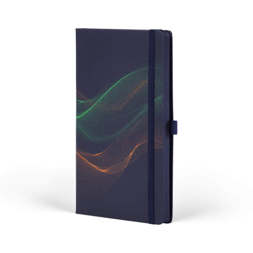 Блокнот "Aurora green bronze", А5, 96 листов, линейка, на резинке, синий