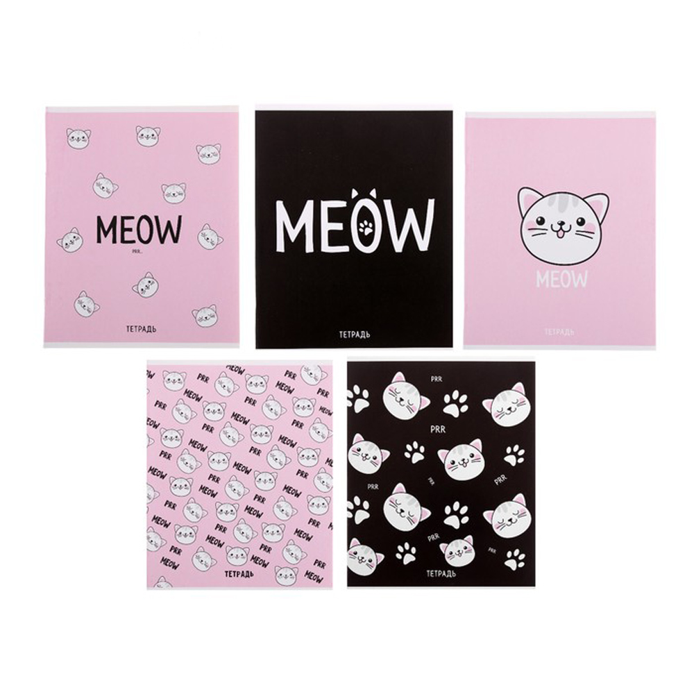Тетрадь "Meow", А5, 48 листов, клетка, ассорти
