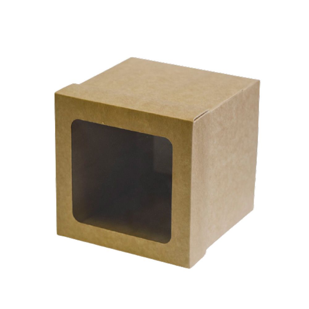 Коробка подарочная с прозрачным окном, 10х10х9.5 см, коричневый