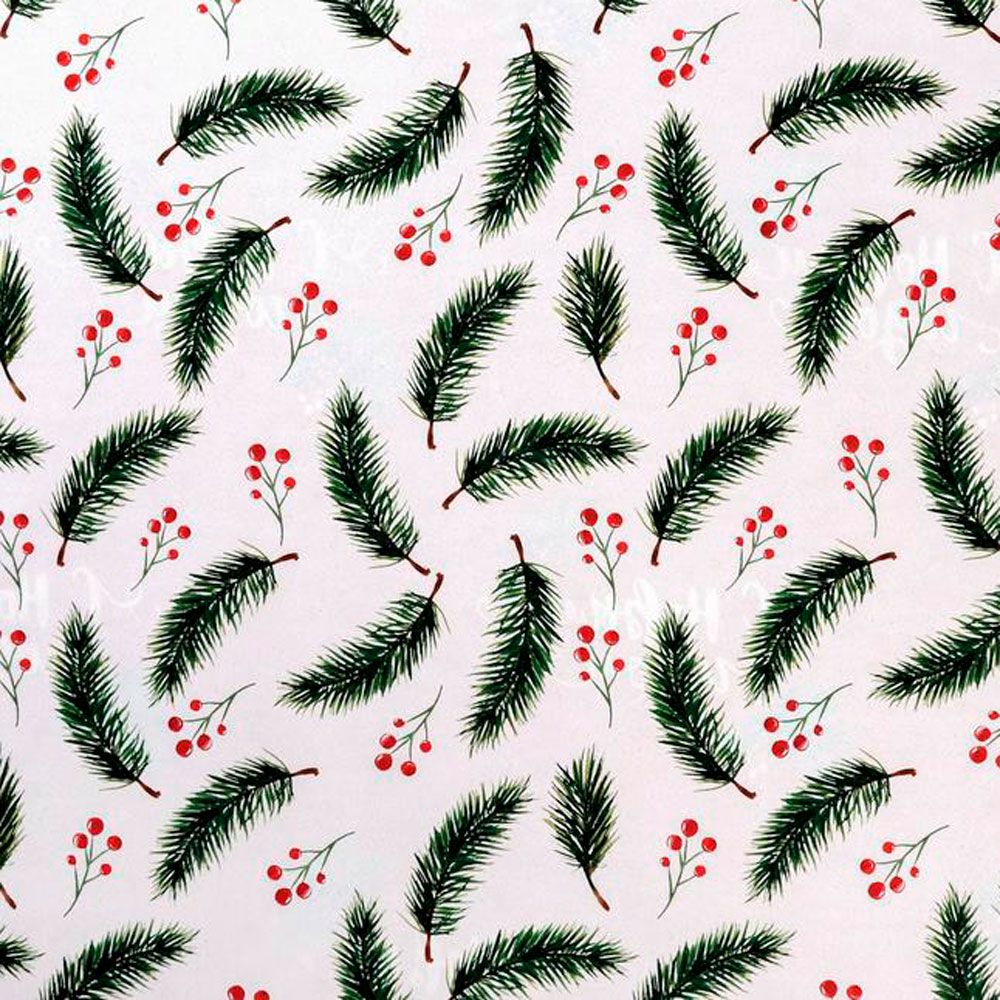 Бумага декоративная в рулоне "Новогодние ветви", 1x0.7 м, разноцветный