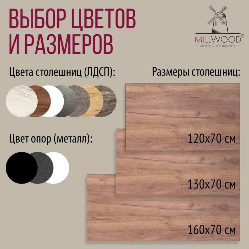 Стол письменный Millwood Лофт Сиэтл (ДТ-5), 1600х700 мм, дуб табачный крафт, белый - 10