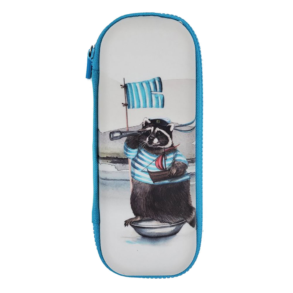 Пенал "Енот - морячок", 1 отделение, темно-серый