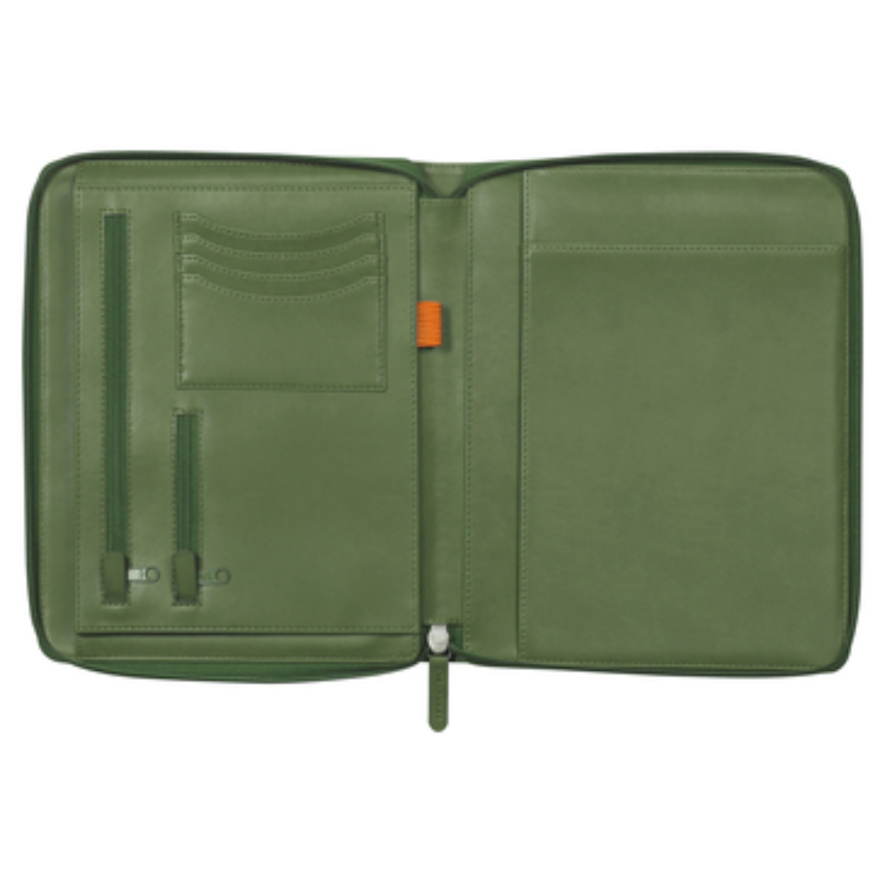 Папка деловая "Rhodiarama", 19,5x25,5 см, на молнии, серо-зеленый - 3