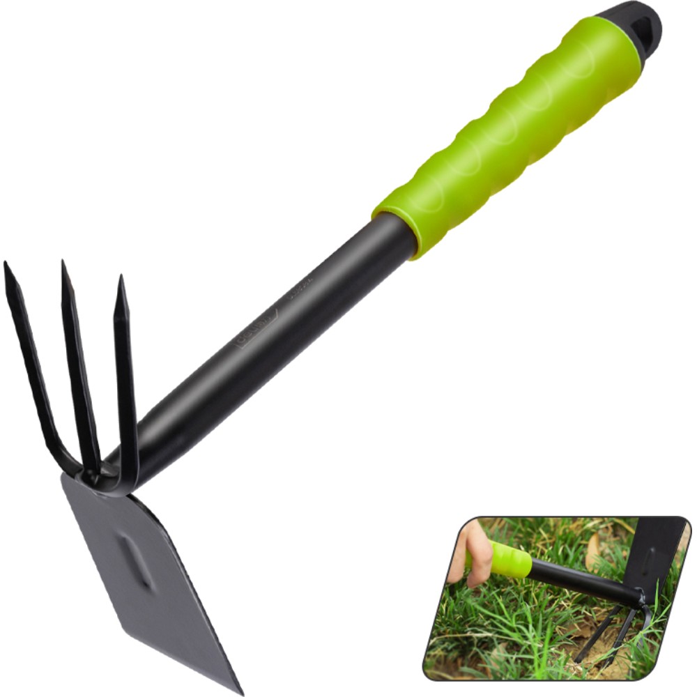 Тяпка садовая Deli GS EDL580814, 300 мм, трехзубая, двухсторонняя, зеленый