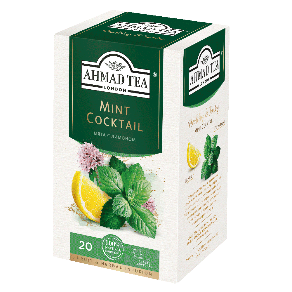 Чай "Ahmad Tea" Mint Cocktail, 20 пакетиков x1,5 г, фруктовый, травяной
