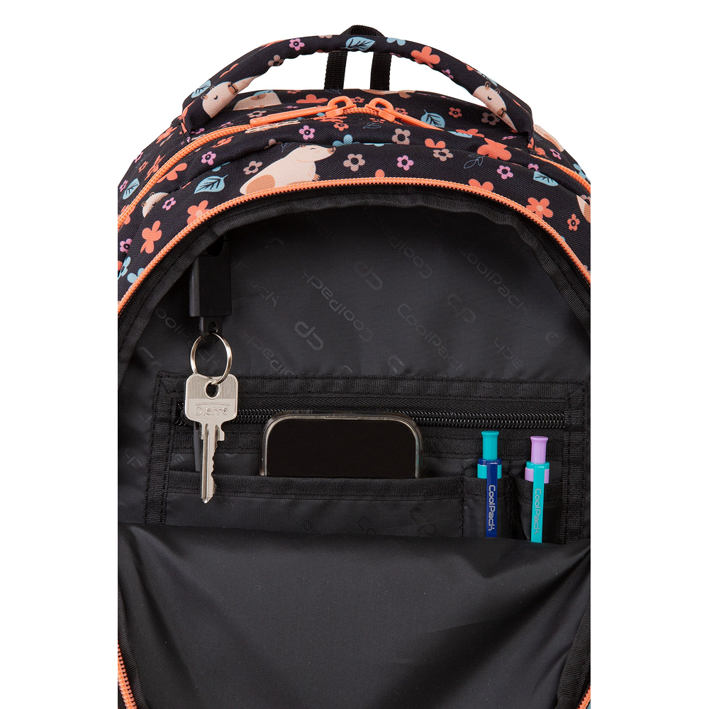Рюкзак для учащихся начальных классов "Capybara", полиэстер, черный, оранжевый - 5