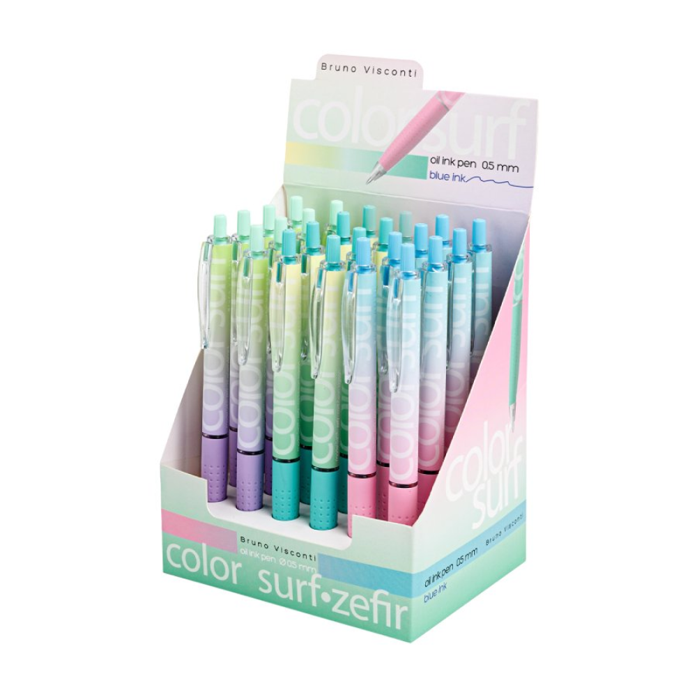 Ручка шариковая автоматическая "ColorSurf.Zefir", 0.5 мм, пластик, стерж. синий, ассорти - 3