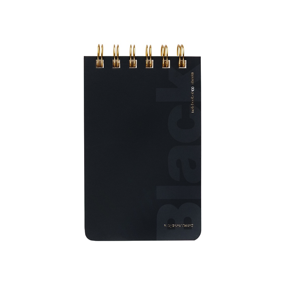 Блокнот "Black", В6, 100 листов, линейка, спираль сверху, черный