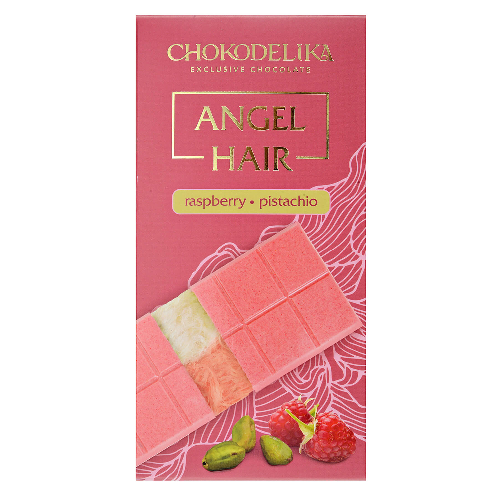 Шоколад белый "Аngel Hair", 150 гр, с начинкой малина-фисташка 