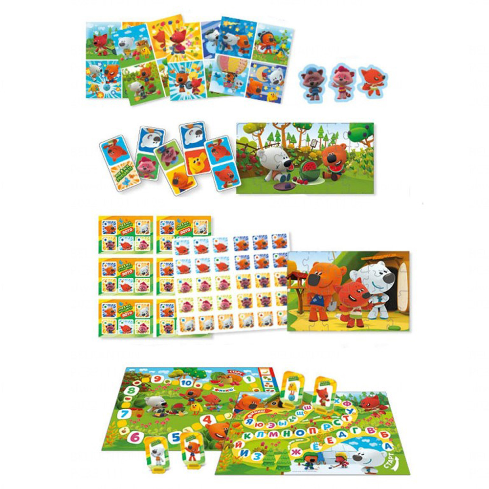 Игра настольная Origami "МиМиМишки" для малышей (лото, домино, пазлы, "от 1 до 10", "от А до Я")