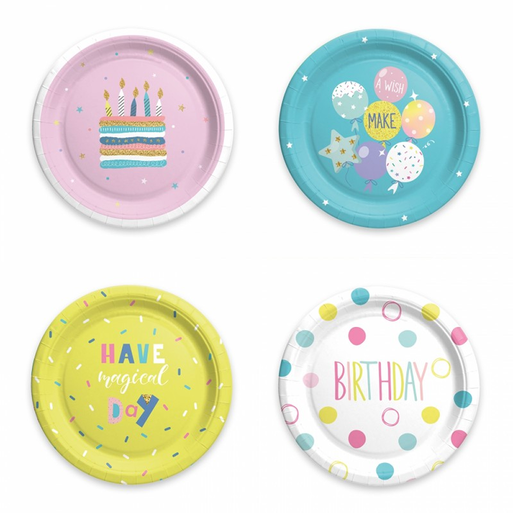 Тарелка бумажная "ДР12", 23 см, 6 шт, ассорти