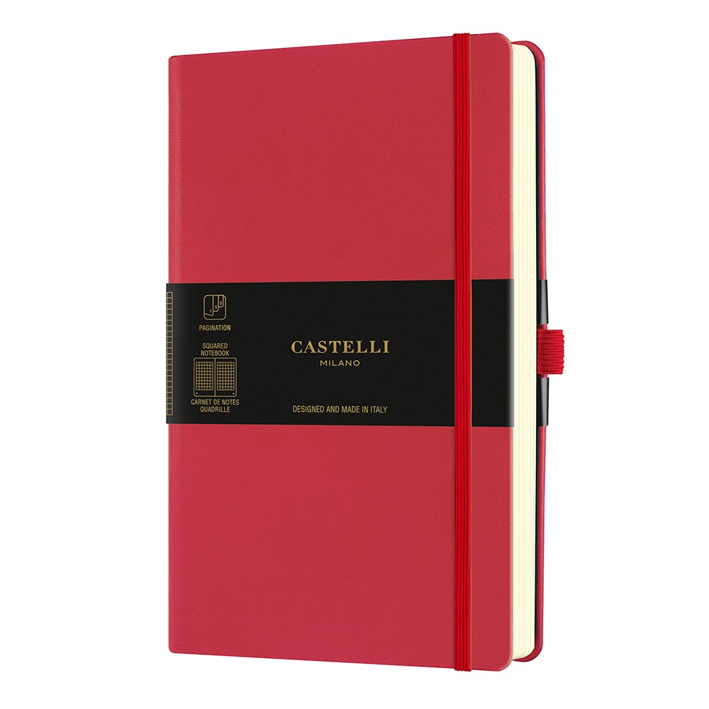 Блокнот Castelli Milano "Aqua Coral Red", А5, 120 листов, клетка, красный